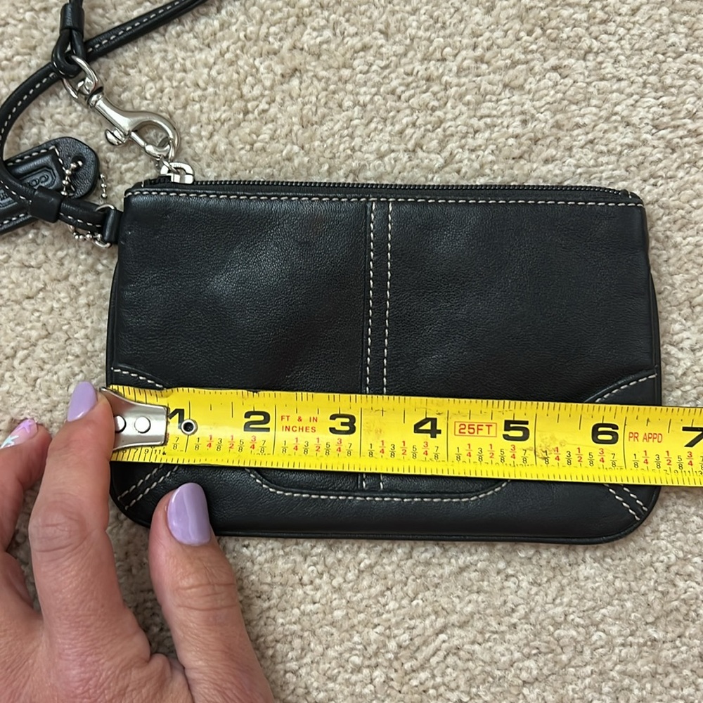 Coach Black Leather Wristlet with Contrast Stitching - Picture 9 of 10